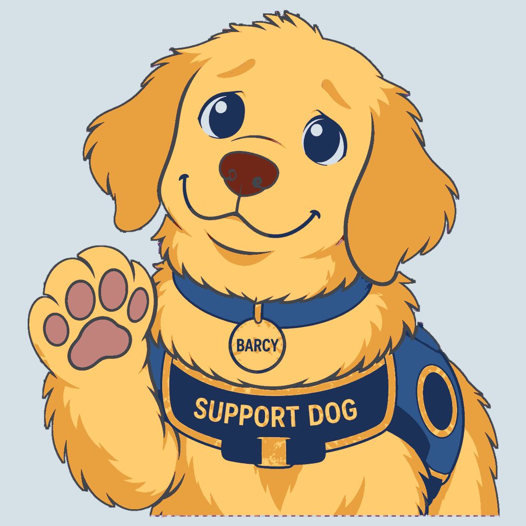 Barcy raising a comforting paw