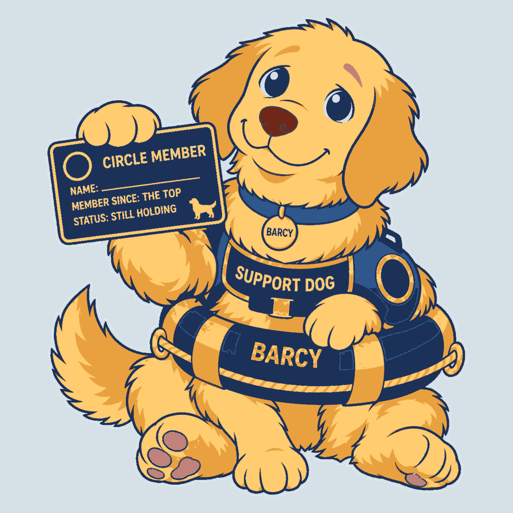 Barcy holding a Circle Member card